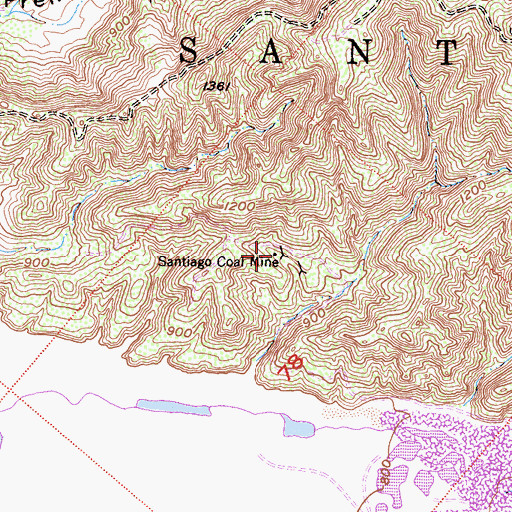Topographic Map of Santiago Coal Mine, CA