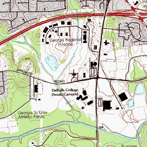 Topographic Map of DeKalb Regional Youth Detention Center, GA