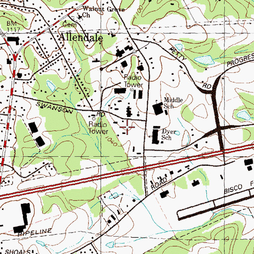 Topographic Map of Gwinnett County Correctional Institution, GA