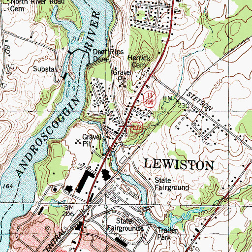 Topographic Map of Lewiston Fire Department Main Station, ME