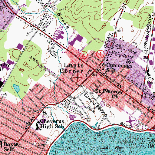 Topographic Map of Portland East Deering Fire Station, ME