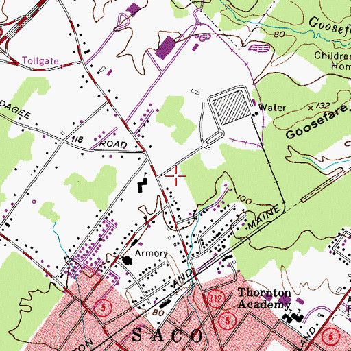 Topographic Map of Saco Central Fire Station, ME