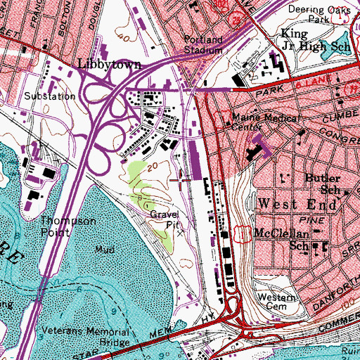 Topographic Map of Cumberland County Jail, ME