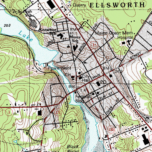 Topographic Map of Hancock County Jail, ME