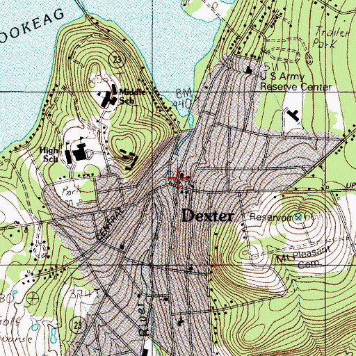 Topographic Map of Dexter Police Department, ME