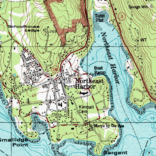 Topographic Map of Mount Desert Police Department, ME