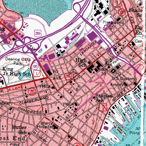 Topographic Map of Portland Police Department Midtown Center, ME