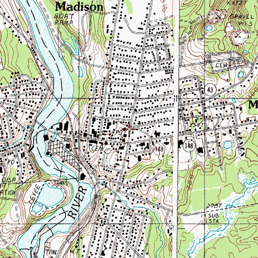 Topographic Map of Madison Police Department, ME