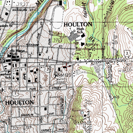 Topographic Map of Houlton Police Department, ME