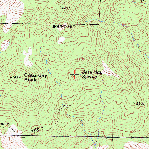 Topographic Map of Saturday Spring, CA
