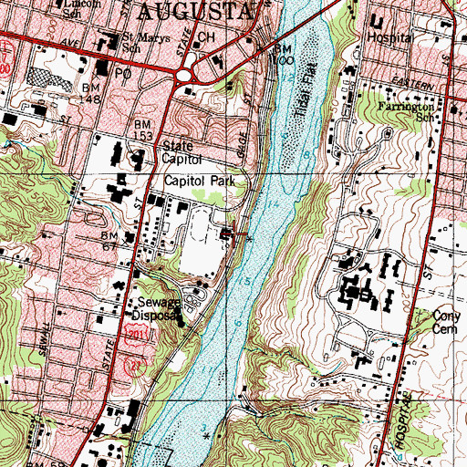 Topographic Map of Augusta Police Department, ME