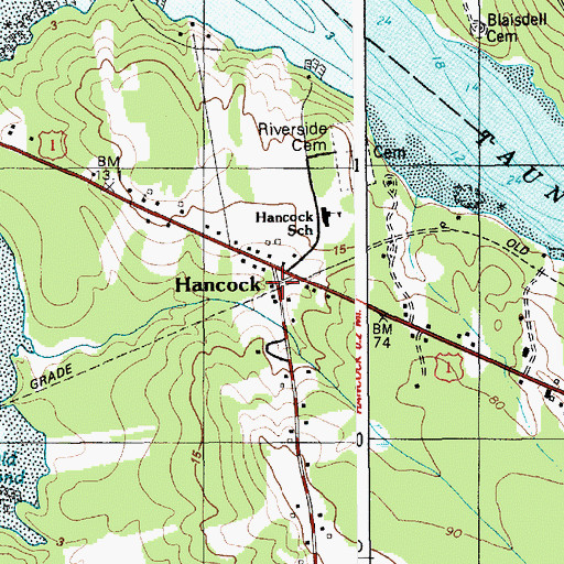 Topographic Map of Hancock Police Department, ME