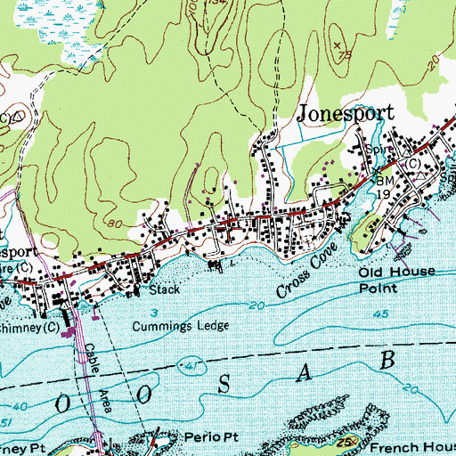 Topographic Map of Jonesport City Police Department, ME