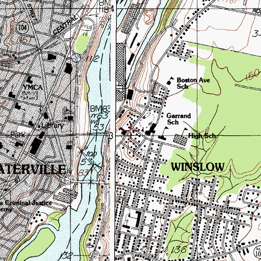 Topographic Map of Winslow Police Department, ME