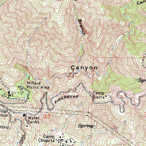 Topographic Map of Saucer Branch, CA