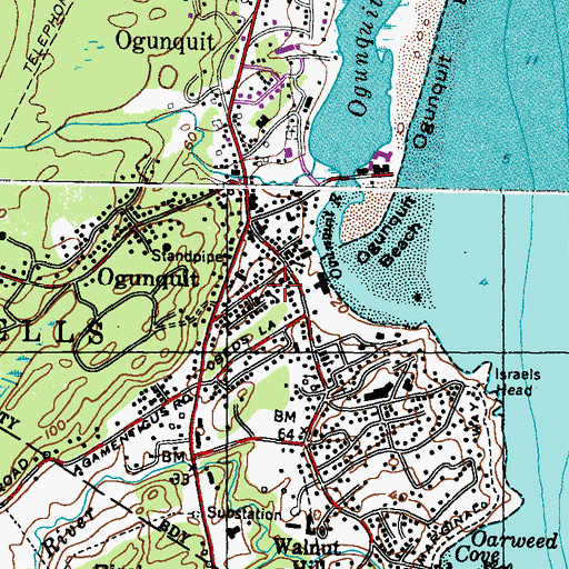 Topographic Map of Ogunquit Police Department, ME