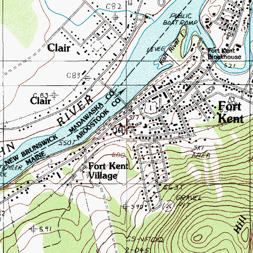 Topographic Map of Fort Kent Police Department, ME