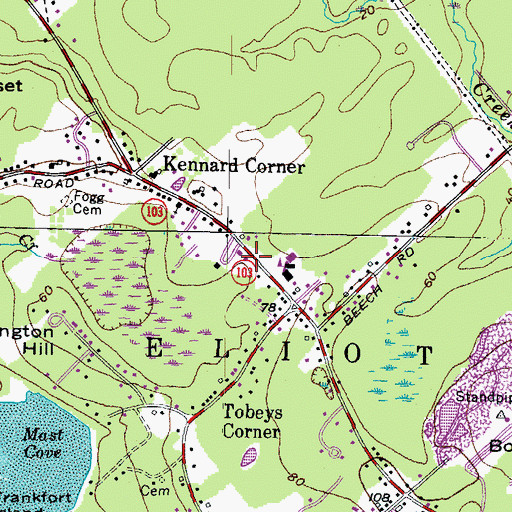 Topographic Map of Eliot Police Department, ME