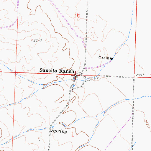 Topographic Map of Saucito Ranch, CA