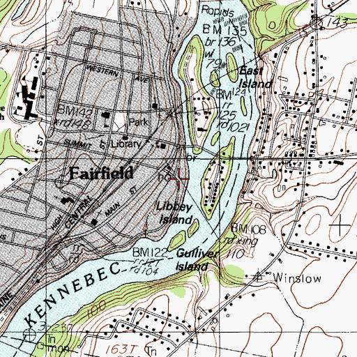 Topographic Map of Fairfield Police Department, ME