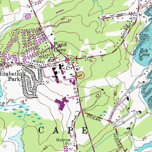 Topographic Map of Cape Elizabeth Police Department, ME