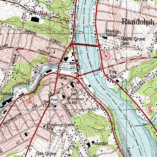 Topographic Map of Gardiner Police Department, ME