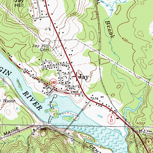 Topographic Map of Jay Police Department, ME