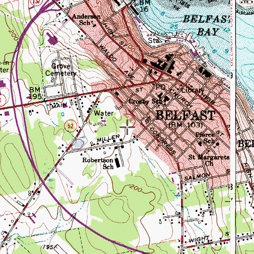 Topographic Map of Waldo County Sheriff's Office, ME