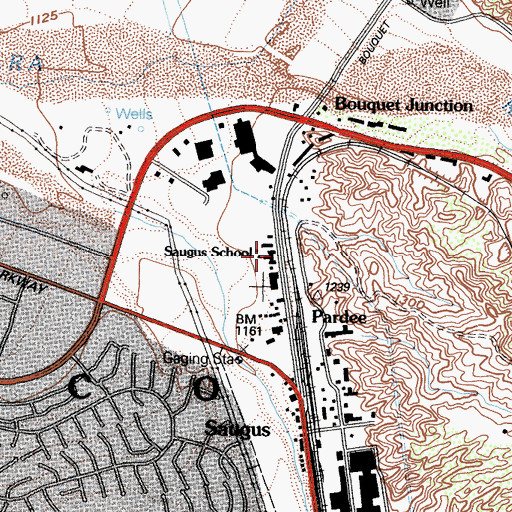 Topographic Map of Saugus School, CA