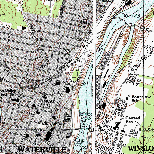 Topographic Map of Waterville Police Department, ME