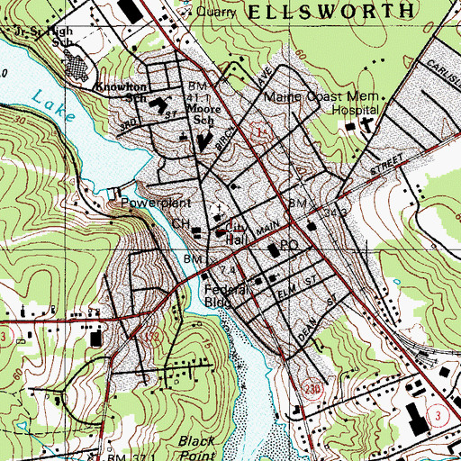 Topographic Map of Ellsworth Police Department, ME