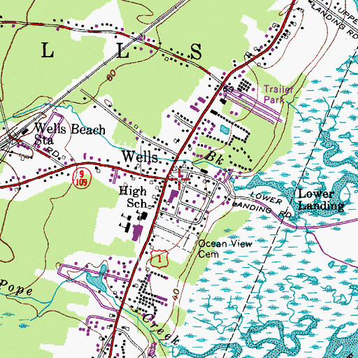 Topographic Map of Wells Police Department, ME