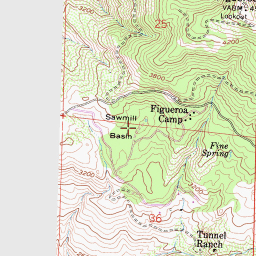 Topographic Map of Sawmill Basin, CA