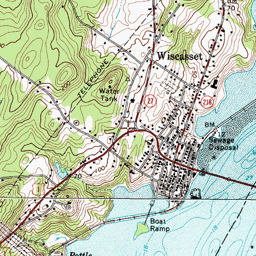 Topographic Map of Wiscasset Police Department, ME