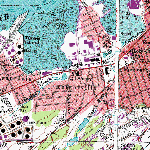 Topographic Map of South Portland Police Department, ME