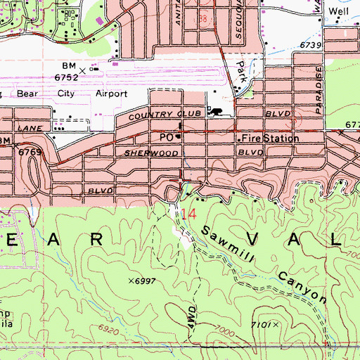 Topographic Map of Sawmill Canyon, CA