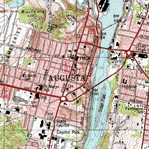 Topographic Map of Kennebec County Sheriff's Office, ME