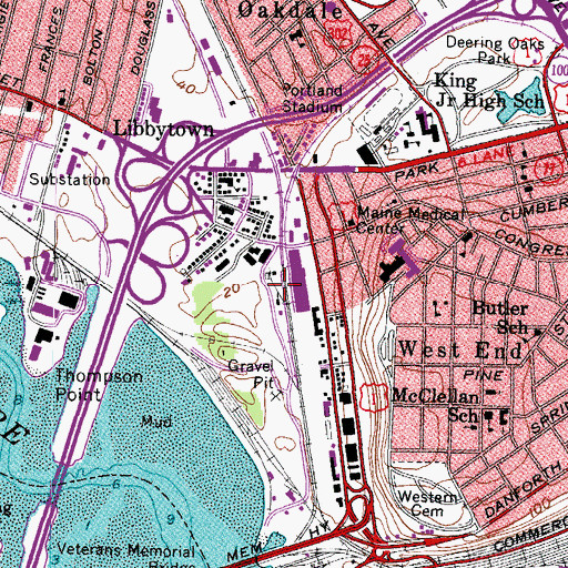 Topographic Map of Cumberland County Sheriff's Office, ME