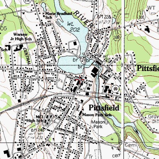 Topographic Map of Pittsfield Police Department, ME