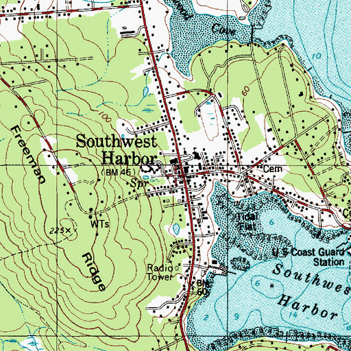 Topographic Map of Southwest Harbor Police Department, ME
