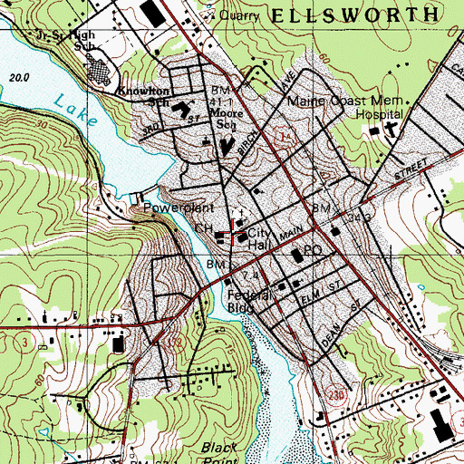 Topographic Map of Hancock County Sheriff's Office, ME