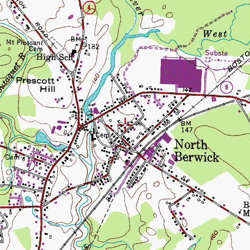 Topographic Map of North Berwick Police Department, ME