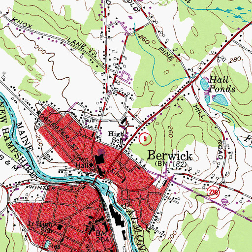 Topographic Map of Berwick Police Department, ME