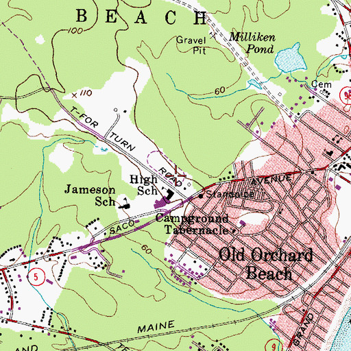 Topographic Map of Old Orchard Beach Police Department, ME