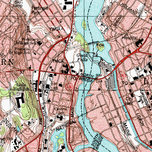 Topographic Map of Auburn Police Department, ME