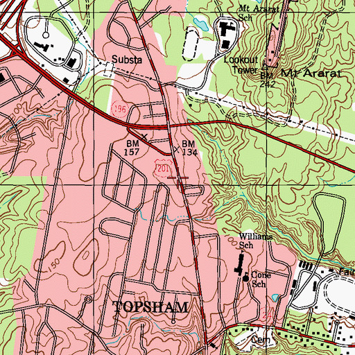 Topographic Map of Topsham Police Department, ME