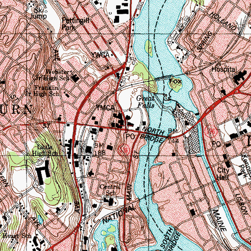 Topographic Map of Androscoggin County Sheriff's Office, ME