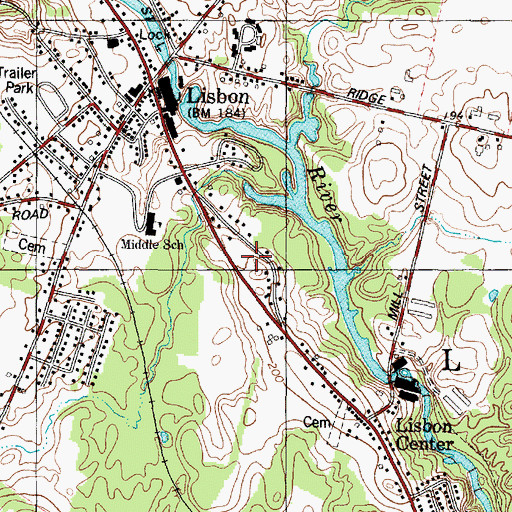 Topographic Map of Lisbon Police Department, ME