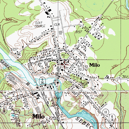 Topographic Map of Milo Police Department, ME