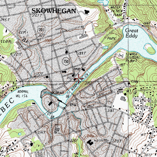 Topographic Map of Skowhegan Police Department, ME